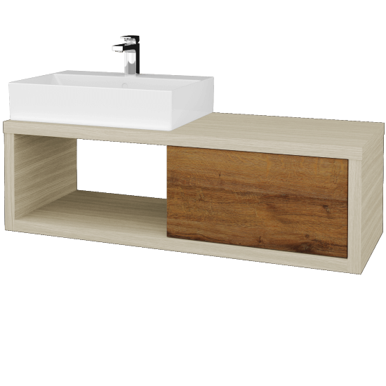 Umyvadlová skříňka STORM SZZO 120 (umyvadlo Kube)  - D04 Dub - D27 Cognac - Levé