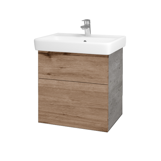 Umyvadlová skříňka Q MAX SZZ2 60 (umyvadlo Q)  - D01 Beton - Úchytka T00 (bez úchytky) - D23 Herkules
