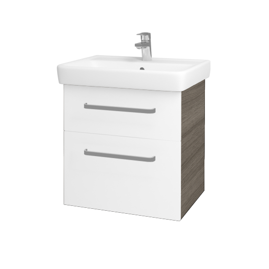 Umyvadlová skříňka Q MAX SZZ2 60  - D03 Cafe - Úchytka T01 - M01 Bílá mat