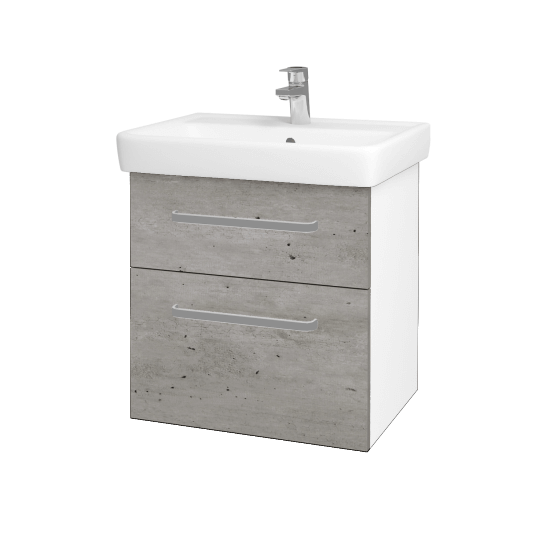 Umyvadlová skříňka Q MAX SZZ2 60  - N01 Bílá lesk - Úchytka T01 - D01 Beton