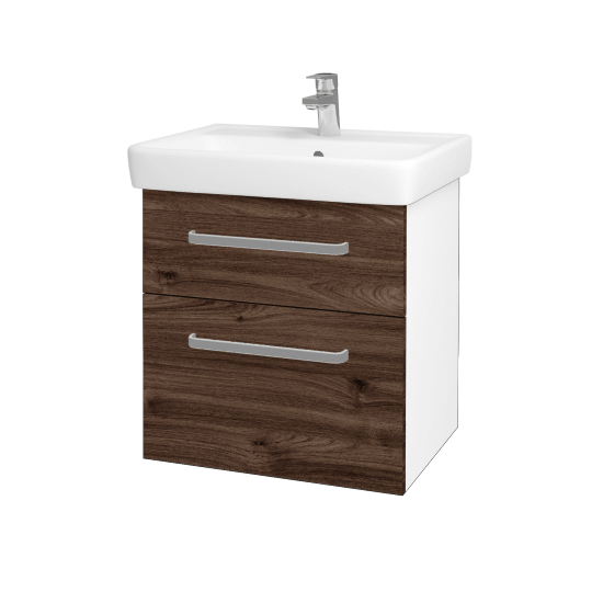 Umyvadlová skříňka Q MAX SZZ2 60  - N01 Bílá lesk - Úchytka T01 - D25 Teak