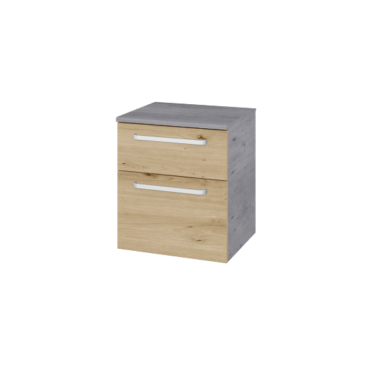 Nízká skříňka s košem na prádlo DOS SNZ2K  50  - D01 Beton - Úchytka T01 - D22 Karamel