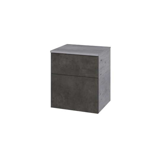 Nízká skříňka s košem na prádlo DOS SNZ2K  50  - D01 Beton - Úchytka T00 (bez úchytky) - D16 Beton tmavý