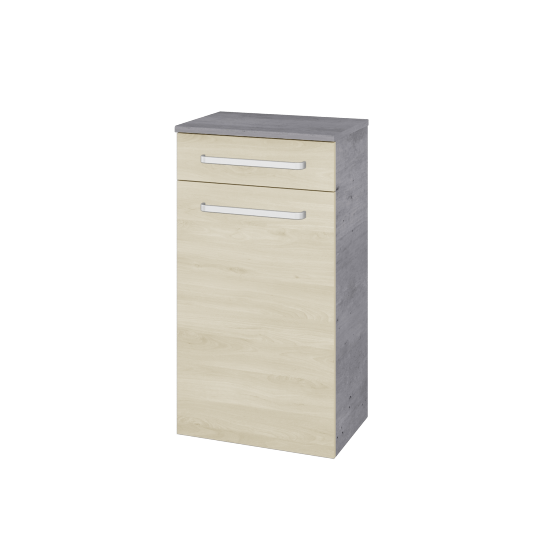 Nízká skříňka s košem na prádlo DOS SNDKZ 50  - D01 Beton - Úchytka T01 - D24 Ohio