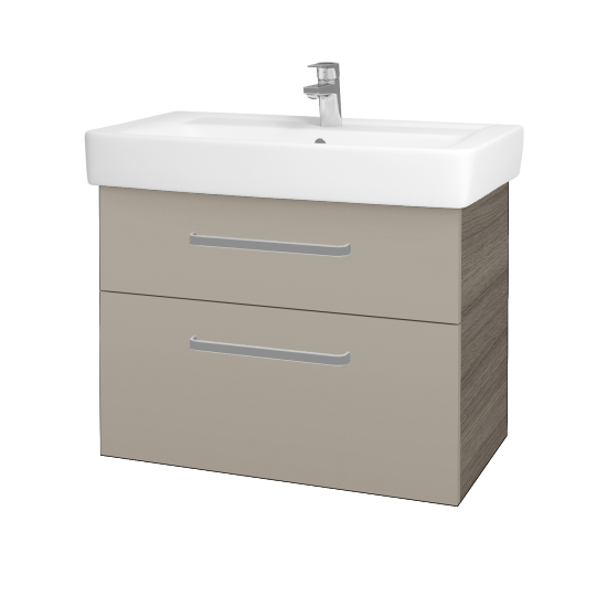 Badezimmerschrank NEXT SZZ2 80  - D03 Cafe - Griffes T01 - L04 Taupe Lack Hochglanz