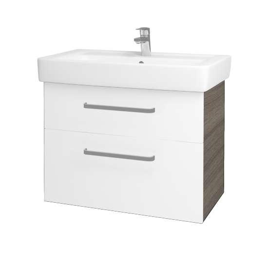 Umyvadlová skříňka Q MAX SZZ2 80  - D03 Cafe - Úchytka T01 - M01 Bílá mat