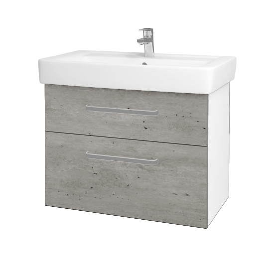 Umyvadlová skříňka Q MAX SZZ2 80  - N01 Bílá lesk - Úchytka T01 - D01 Beton