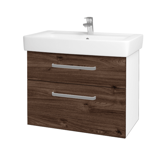 Umyvadlová skříňka Q MAX SZZ2 80  - N01 Bílá lesk - Úchytka T01 - D25 Teak