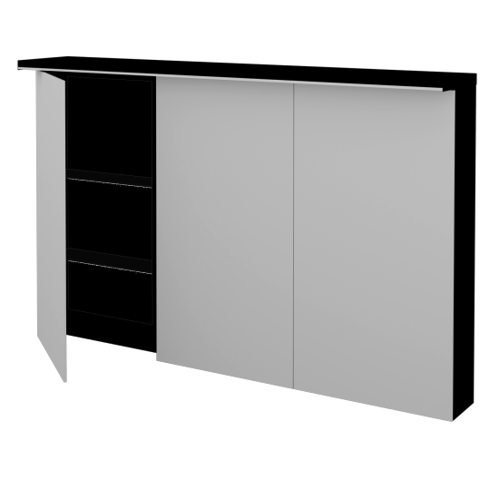 Třídveřová galerka MAJESTY GA3OE 120  - M17 Černá mat