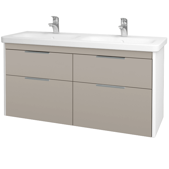 Badezimmerschrank TORO SZZ4 130  - L01 Weiß Lack Hochglanz - N07 Stone