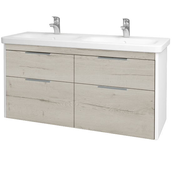 Umyvadlová skříňka ENZO SZZ4 130  - L01 Bílá vysoký lesk - D28 Alberta