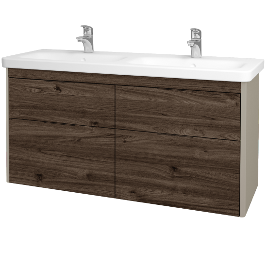 Umyvadlová skříňka ENZO SZZ4 130  - L04 Béžová vysoký lesk - D25 Teak