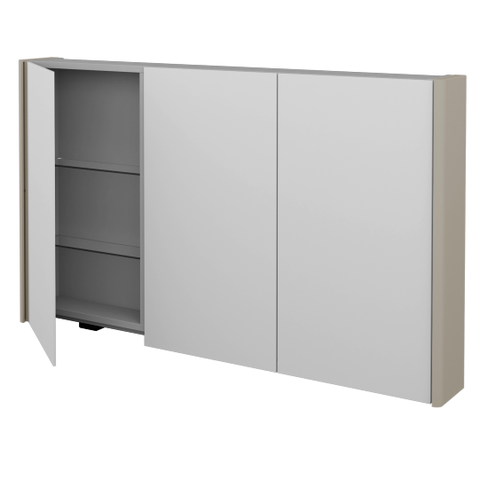 Badezimmer Spiegelschrank TORO GA3OE 130  - L04 Taupe Lack Hochglanz