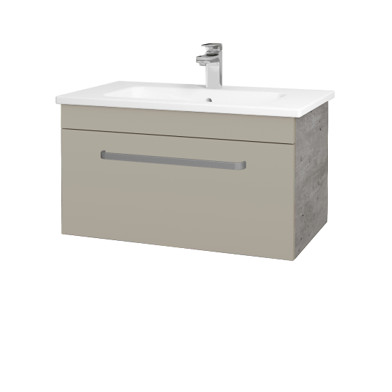 Badezimmerschrank LINEA SZZ 80  - D01 Beton - Griffes T01 - L04 Taupe Lack Hochglanz