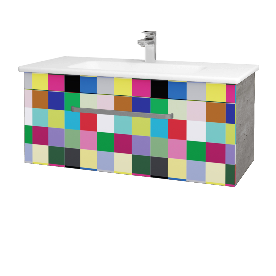 Umyvadlová skříňka ASTON SZZ 100  - D01 Beton - Úchytka T01 - Individuální odstín dle RAL/NCS
