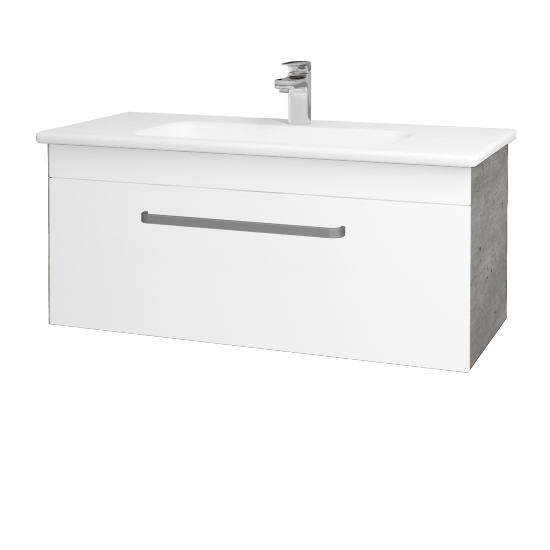 Koupelnová skříňka ASTON SZZ 100  - D01 Beton - Úchytka T01 - M01 Bílá mat